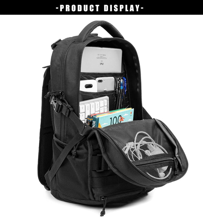 Tactical Military Backpack 30L Molle Assault Pack Army Rucksack, Heavy Duty for Hiking Camping Travel 3-Day Bug Out Bag (Black)