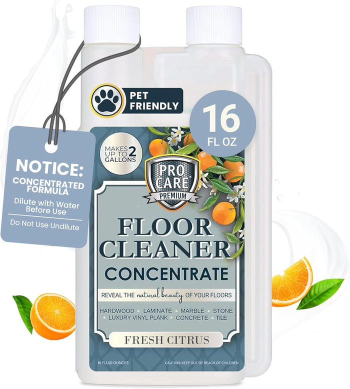 ProCare Citrus Floor Cleaner Concentrate (Made in USA) | Vinyl, Wood, Tile, Stone & Laminate Floor Cleaner For Mopping, Household Supplies, Cleaning Solution For Kitchen & Bathroom - 1 Gallon