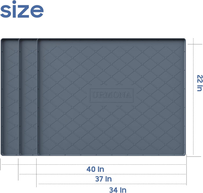 URMONA Large Dog Food Mat, 40" x 22" Waterproof Dog Cat Mat with Raised Edges, Silicone Pet Mat, Protects Floors, Easy to Clean