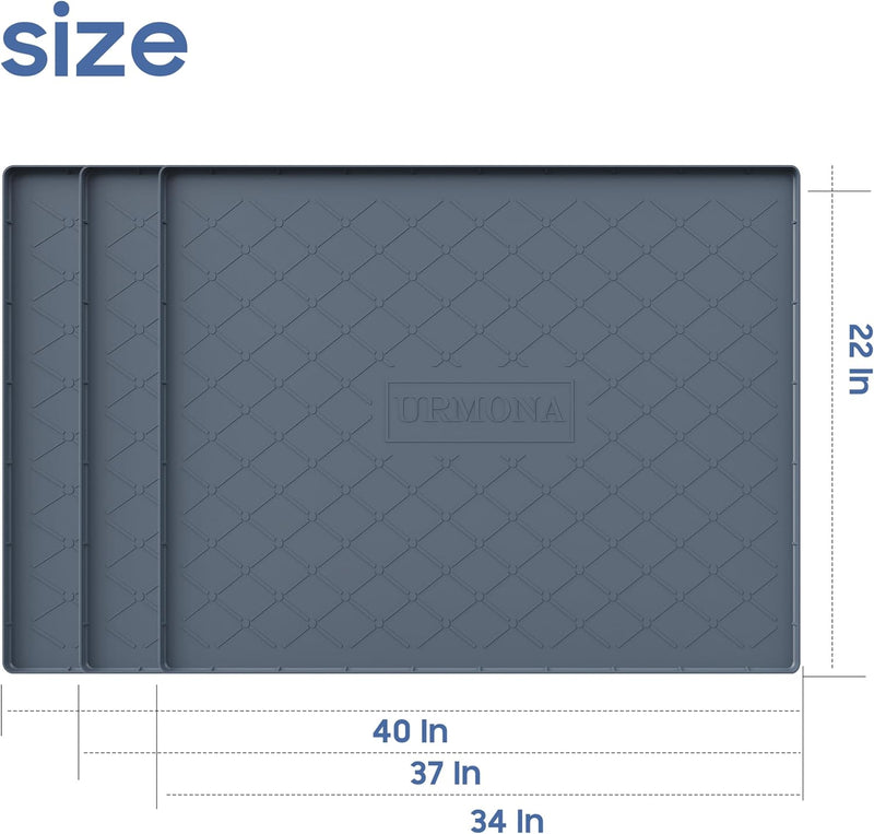 URMONA Large Dog Food Mat, 40" x 22" Waterproof Dog Cat Mat with Raised Edges, Silicone Pet Mat, Protects Floors, Easy to Clean