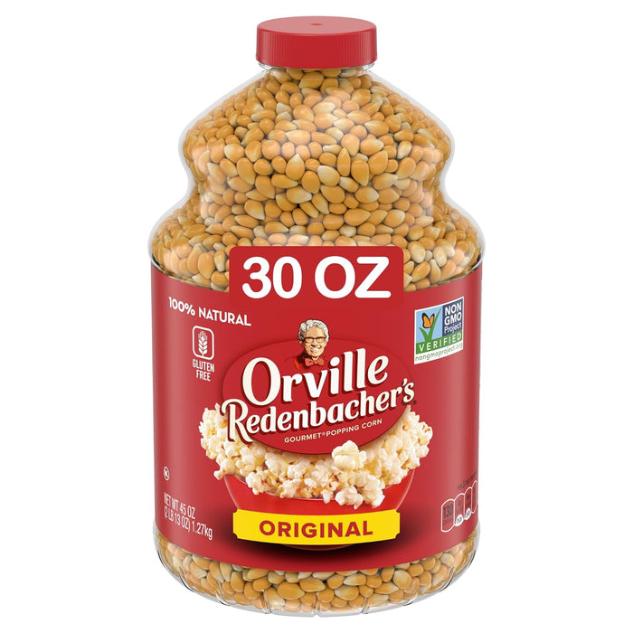 Orville Redenbacher's Gourmet Popcorn Kernels, Original Yellow, 4g Fiber Per Serving, Movie Night Supplies, 30 oz.