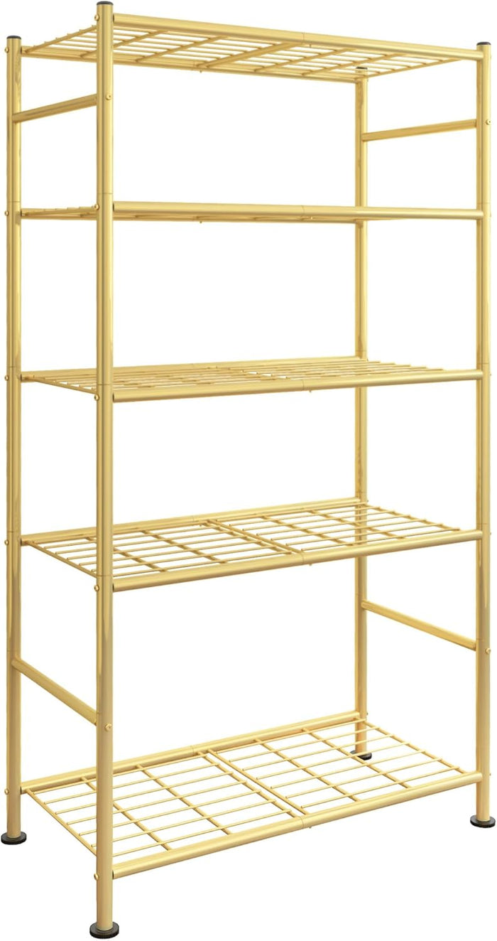 Storage Shelves - 5 Tier Shelf Organizer, Heavy Duty Garage Shelving Unit with Leveling Feet, Stable Metal Shelves Organizer for Pantry, Kitchen and Closet, 33.0" W x 12.6" D x 72.0" H, Black