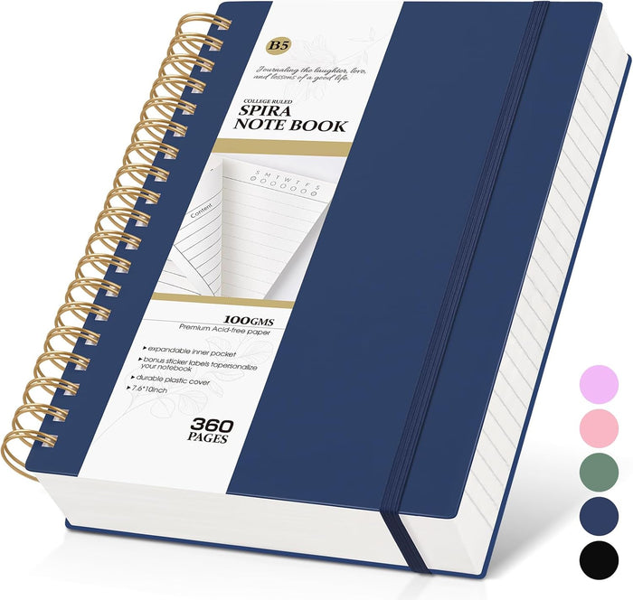 Pink Spiral Notebook Journal,360 Pages College Ruled Notebook, Lined Thick Journals for Women Men,A5 Thick Spiral Journal for Writing,100GSM Paper, Spiral Notebooks for Work School 5.5"x8.5"