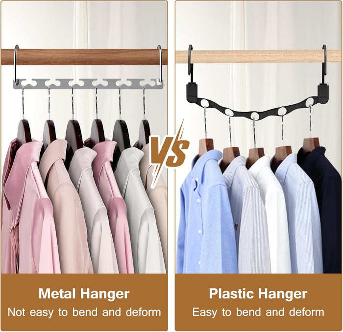 Space Saving Hangers for Clothes 6 Pack, Sturdy Metal Hangers Wardrobe Organizer, Magic Cascading Hanger, Closet Space Saver Closet Organizers and Storage