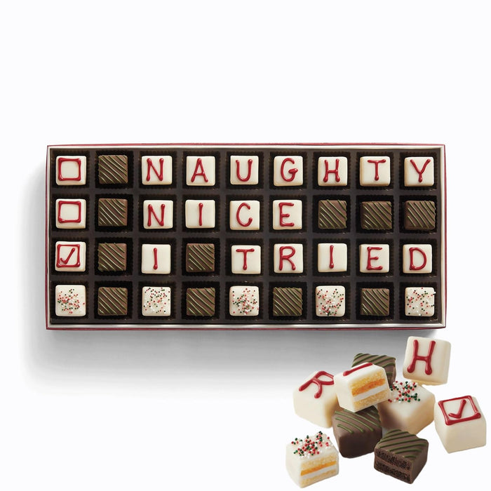 The Swiss Colony Merry Christmas Petits Fours Cakes, Gourmet Mini Layer Cakes in Red Velvet, Strawberry, Chocolate, and Vanilla, Holiday Dessert Cake Assortment