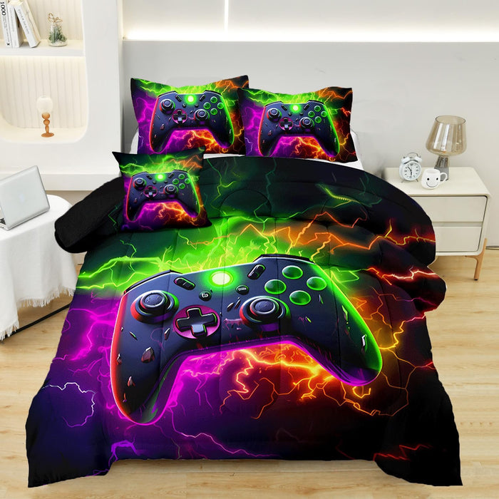 4 Pcs Full Gamer Bedding Sets for Boys, Gaming Full Comforter Set for Boys Beeding Set