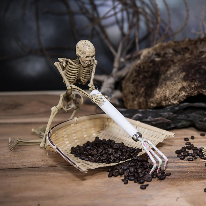 Halloween Decorations Outdoor Skeletons - 16" Posable Plastic Skeleton - Spooky Scary Small Skeleton for Halloween Decor, Haunted House, Party, Yard, and Graveyard Props