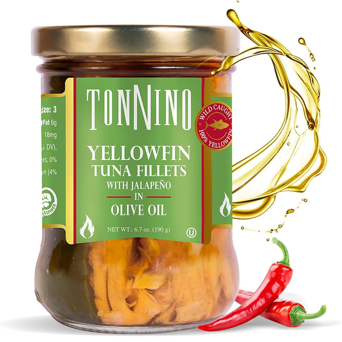 Tonnino Yellowfin Tuna Fish Premium – Spring Water – Pack of 6 – Alternative to Salmon – Protein Snacks – Ready to Eat Meals