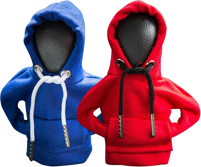 2Pcs Gear Shift Hoodie,Car Shift Knob Hoodie,Funny Car Gear Shift Cover,Automotive Interior Accessories and Decorations（Blue and Red）