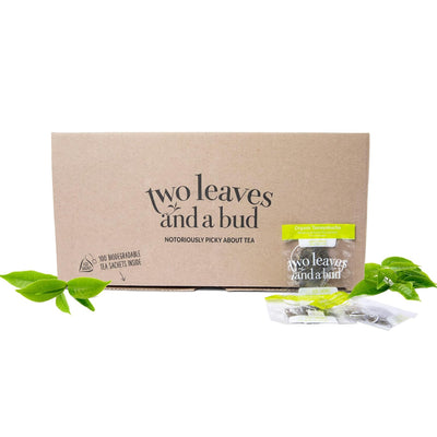 Two Leaves and a Bud Organic Tamayokucha Tea Bags, Whole Leaf Tea in Compostable Sachets, Japanese Green Tea, Light Flavor, 100 Count (Pack of 1)