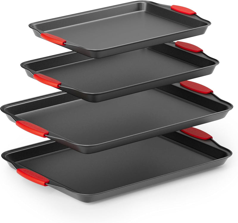 Country Kitchen Nonstick Stackable Bakeware Set - Durable, Easy Release Baking Set, Black, 10 Pcs