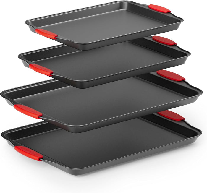 Country Kitchen Nonstick Stackable Bakeware Set - Durable, Easy Release Baking Set, Black, 10 Pcs