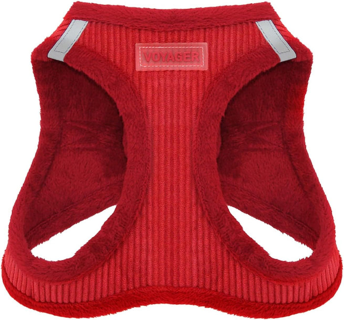 Best Pet Supplies - All Weather Mesh/Plush, Reflective, No Pull Harness for Small, Medium Dogs, Cats - Secure with Hook & Loop Fastener, Buckle, Double D-Rings - Beige Plush, L