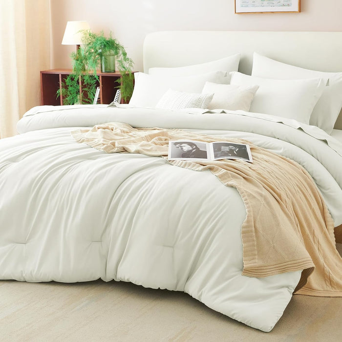 CozyLux Queen Comforter Set Grayish Blue, 7 Pieces Bed in a Bag Queen Comforter Set with Sheets, Bedding Sets with Down Alternative Comforter, Fitted Sheets, Flat Sheets, Pillow Shams and Pillowcases