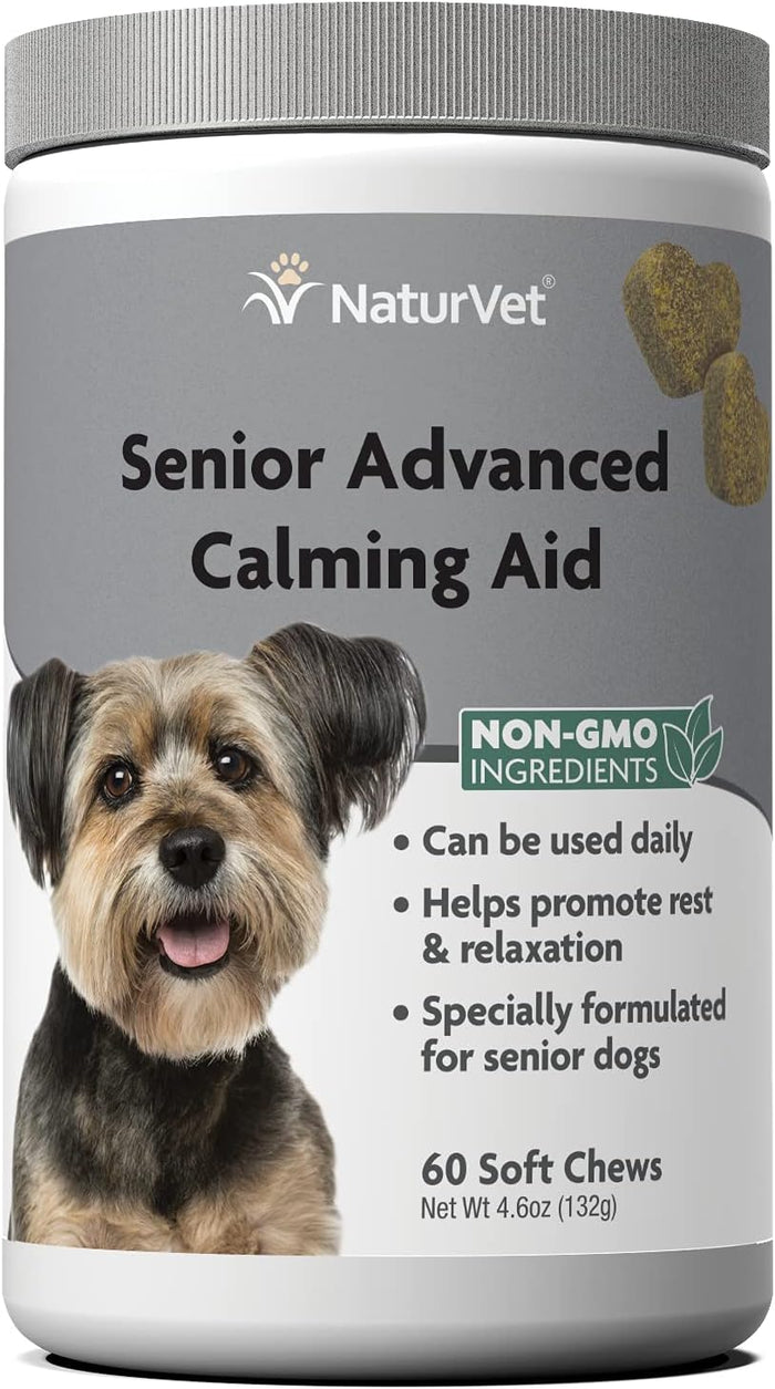NaturVet Quiet Moments Calming Dog Supplement, Dog Soft Chews with Melatonin to Help Reduce Stress from Storms, The Vet, Fireworks, and Travel, Bacon and Chicken Flavored Pet Supplement, 70 Count Jar