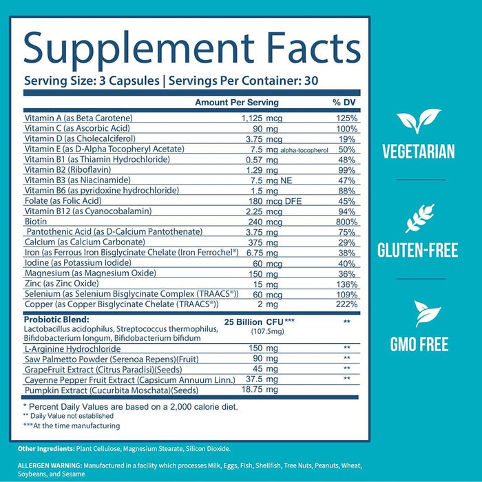 GOBIOTIX Multivitamin with Probiotics and Digestive Enzymes - 25 Billion CFU - Digestive Health, Probiotics for Women and Men - Gluten Free Pills - 90 Capsules
