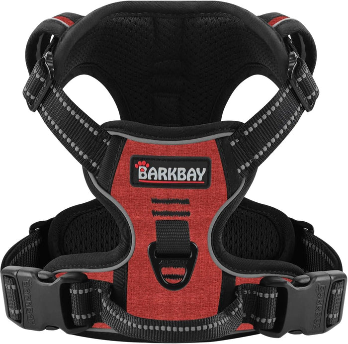 BARKBAY No Pull Pet Harness Dog Harness Adjustable Outdoor Pet Vest 3M Reflective Oxford Material Vest for PINK Dogs Easy Control for Small Medium Large Dogs (L)
