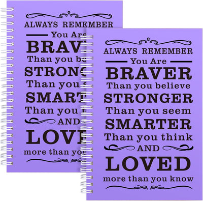 2 Pcs A5 Spiral Notebook,Inspirational Journal,Motivational Journal for Women Men,100 Pages Lined Spiral Journal Notebook College Ruled Daily Diary for School,Travel,Business,Work (Always-Purple)
