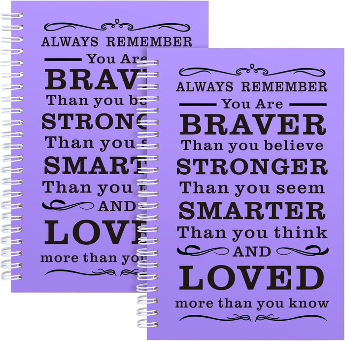 2 Pcs A5 Spiral Notebook,Inspirational Journal,Motivational Journal for Women Men,100 Pages Lined Spiral Journal Notebook College Ruled Daily Diary for School,Travel,Business,Work (Always-Purple)
