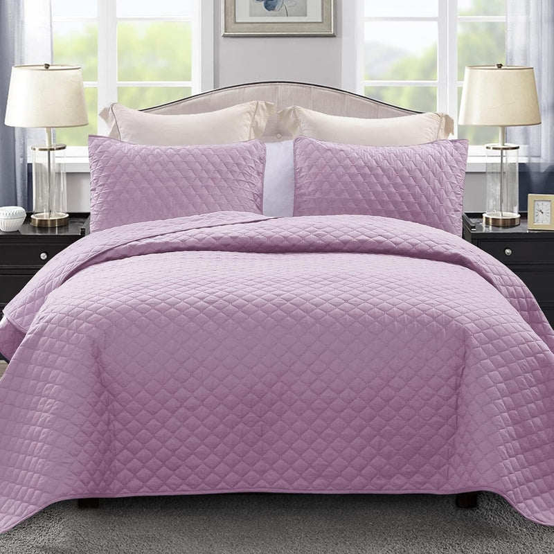 Exclusivo Mezcla Ultrasonic Reversible Full Queen Quilt Bedding Set with Pillow Shams, Lightweight Quilts Queen Size, Soft Bedspreads Bed Coverlets for All Seasons - (Grey, 90"x96")