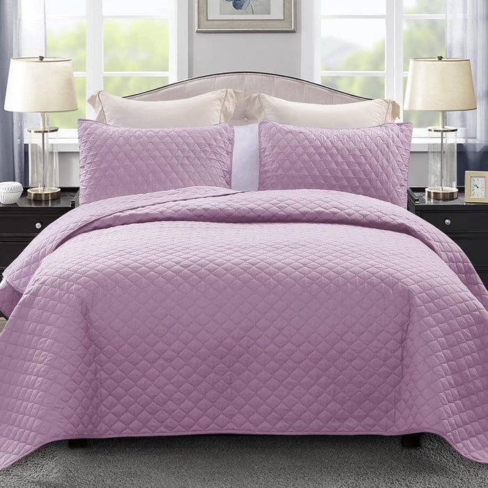 Exclusivo Mezcla Ultrasonic Reversible Full Queen Quilt Bedding Set with Pillow Shams, Lightweight Quilts Queen Size, Soft Bedspreads Bed Coverlets for All Seasons - (Grey, 90"x96")