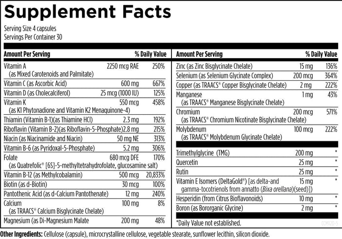 Designs for Health DFH Complete Multi with Copper - Comprehensive Multi Vitamin + Mineral Supplement with Folate, 1000 IU Vitamin D, Immune Support Vitamins - Multivitamin with No Iron (120 Capsules)