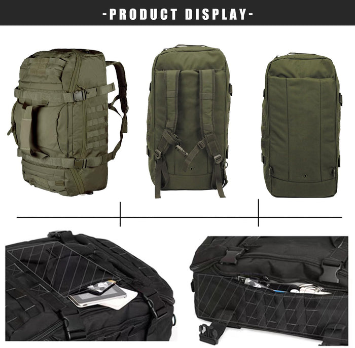 Travel Duffle Bag Backpack for Men - Large Tactical Bags Weekender Gym Bag for Overnight Traveling Military Workout Deployment Sports (Green, 25L)