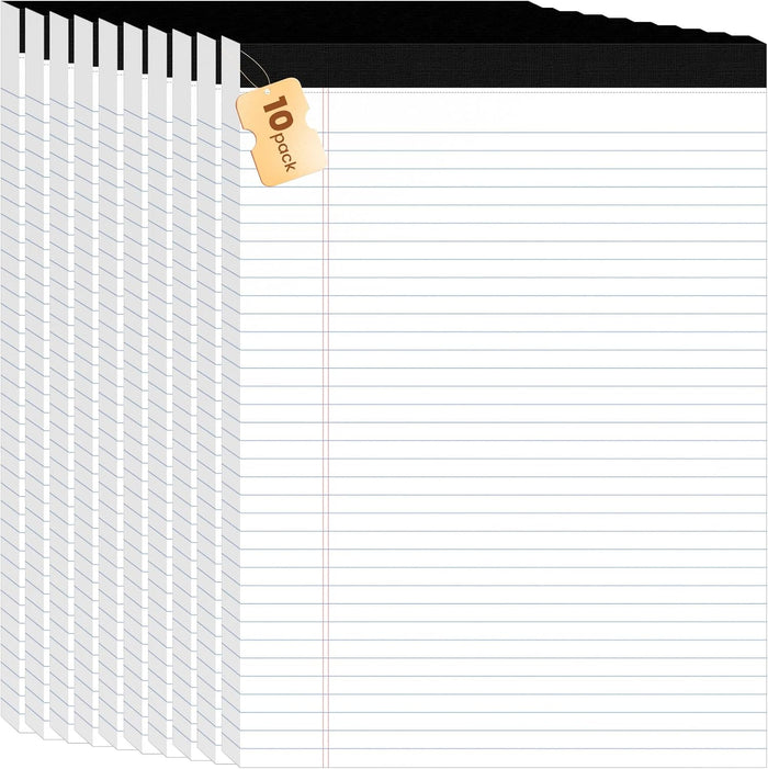 12Packs Legal Pads 8.5 x 11 Inch, 50Sheets/Pack, College Ruled & Perforated White Writing Pads, Pads of Paper 8.5 x 11, Lined Note Pads with Sturdy Backing for Office, Business & School Supplies