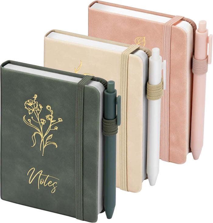 3 Pack Pocket Journaling Notebooks, A6 Small Notebook For Note Taking Journaling Notebooks Journals For Writing Mini Note Pads With Pen Holder 120 Pages 100 GSM Thick Paper-3 Aegean Blue