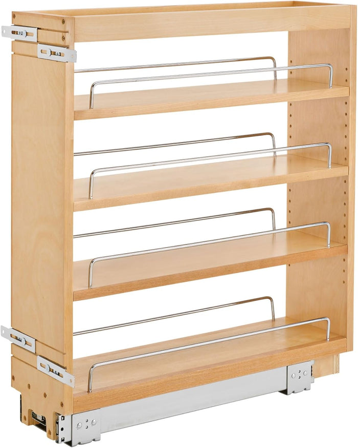 Rev-A-Shelf 8" Pullout Kitchen Cabinet Storage Organizer Slide Out Pantry Spice Rack with Adjustable Shelves for 8.5" W Cabinet Opening, 448-BC-8C