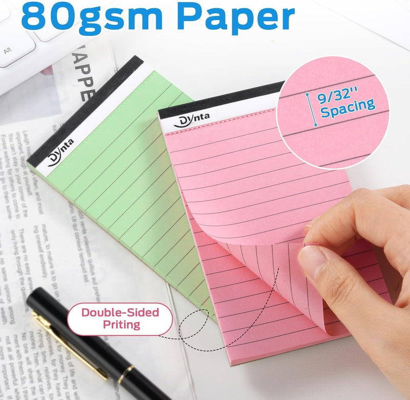 Dynta 36 Pcs 3x5 Note Pads, 45 Sheets Per College Ruled Mini Writing Pads, 80GSM Colored Paper 1620 Sheets, Multicolour Cute Notepads for Gift