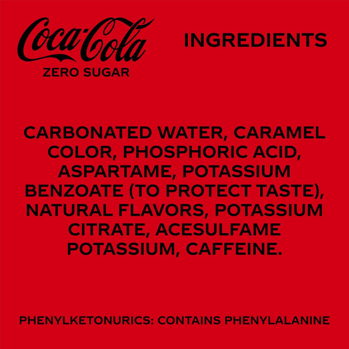Coca-Cola Zero Sugar Soda, 12 fl oz Cans, 12 Pack - Classic Cola Soft Drink Fridge Pack