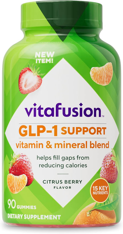 Vitafusion GLP-1 Support Multivitamin, Vitamin and Mineral Blend, 15 Essential Nutrients, Citrus Berry Flavor, 90 Count, 45 Day Supply