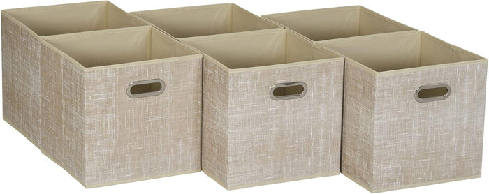 Household Essentials, Black Mix 6 Pack Fabric Storage Bins with Handle