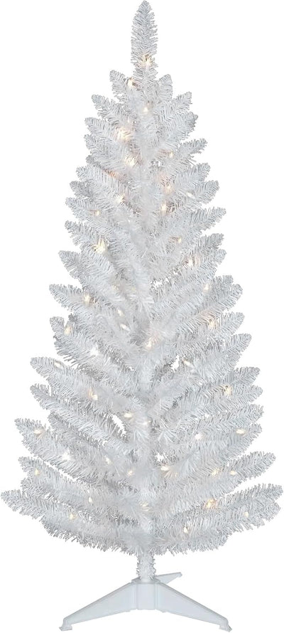 Kadunmina 4FT Artificial Christmas Tree with Stand Small White Lighted Xmas Tree 122 Branch Tips for Indoor