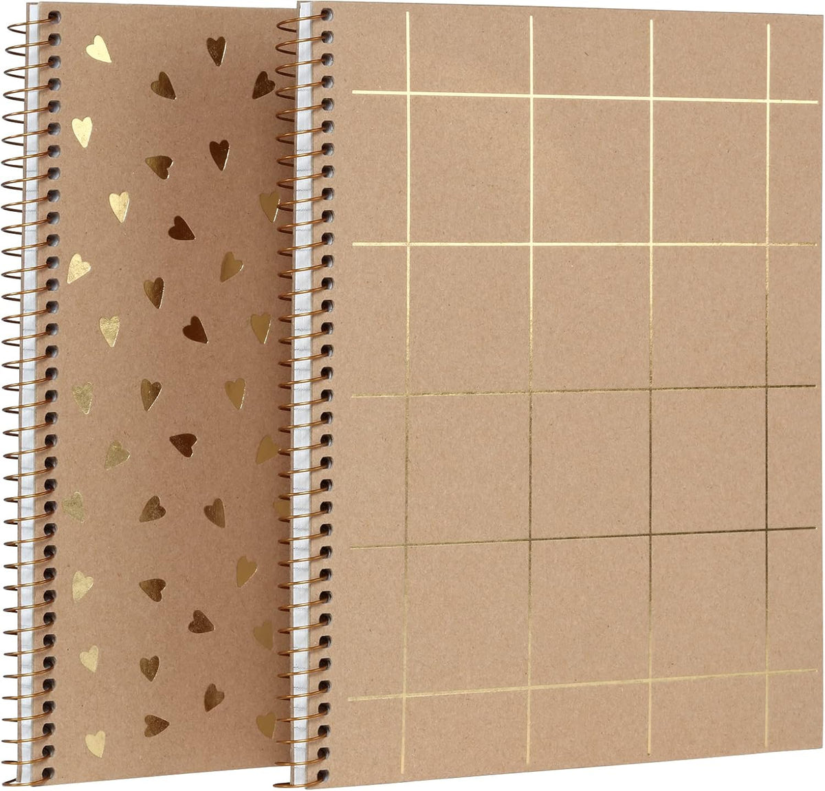 Oxford Spiral Notebooks, 2 Pack, 100% Recycled, Kraft Notebooks, Gold, College Ruled, 80 Sheets/160 Pages, Student Gifts, Teacher Gifts (90881)