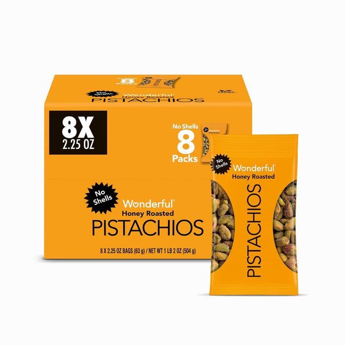 Wonderful Pistachios No Shells, 3 Flavors Mixed Variety Pack of 9 (0.75 Ounce), Roasted & Salted Nuts (4), Chili (3), Honey (2), Protein Snacks, Gluten Free, Healthy Snacks Variety Pack for Adults, Stocking Stuffers