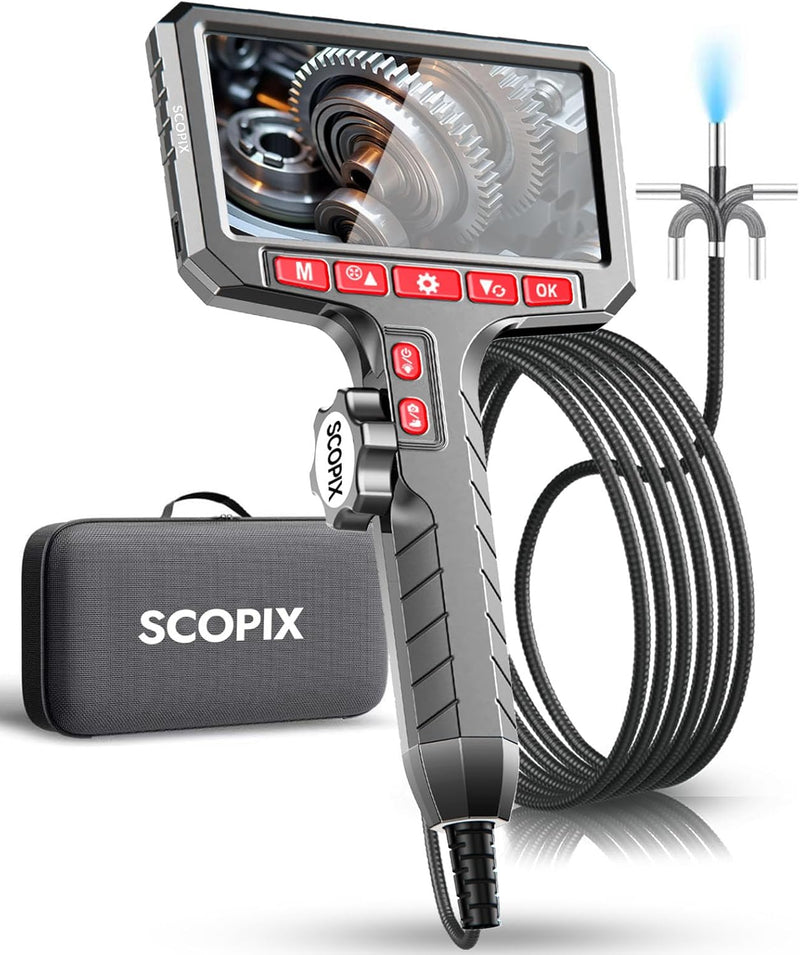 360° Flexible Eorescopes Camera with Light, Inspection Endoscope, 0.24-inch Probe Scope Cameras, 5-inch Display Snake Camera,Borescopes for Automotive Inspection and Machinery Maintenanc, 5ft