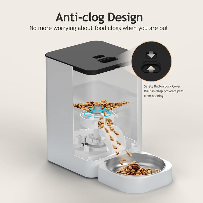 VOLUAS Automatic Cat Feeder – 4L Timed Cat Dry Food Dispenser with Voice Recorder, Dual Power Supply, Programmable Portion Control, Desiccant Bag, Auto Pet Feeder for Cats and Dogs