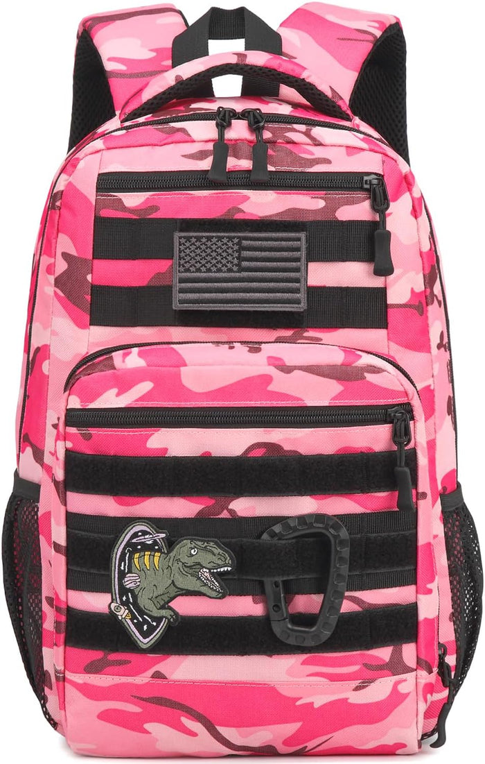 Kids Tactical Backpack Army Molle Bookbag Military Boys Backpack for School, Outdoor, Camping, Black Camo