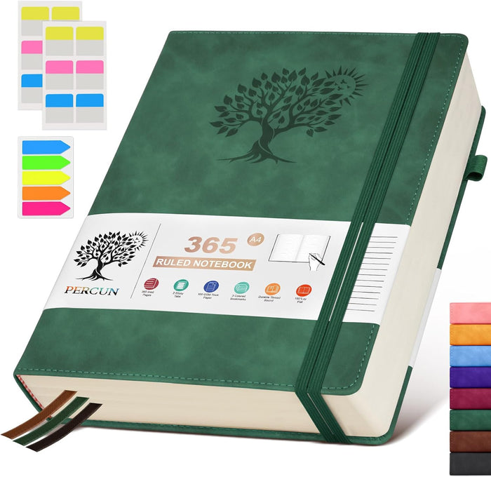 A5 Lined Journal Notebook - 365 Page Leather Journals for Writing Women & Men，Hardcover Notebook with 100Gsm Thick Pages，Daily Diary for Travel, Work，School，Note Taking，College Ruled (5.9" x 8.5")