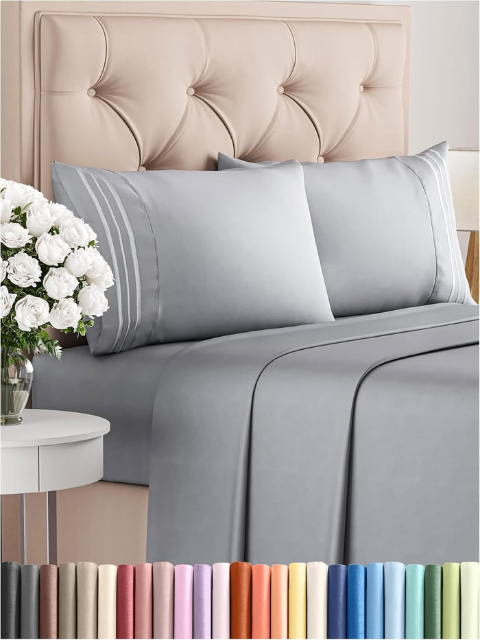 Queen Size 4 Piece Sheet Set - Comfy Breathable & Cooling Bed Sheets Set - Hotel Luxury Bedding for Women, Men, Kids, Teens, Boys & Girls - Deep Pockets, Soft, Wrinkle Free - Oeko-Tex - Blue Stripes 3