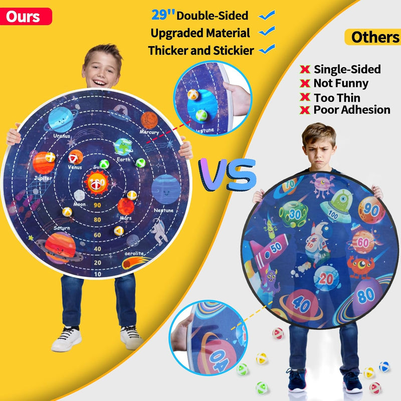 2 in 1 29" Large LED Dart Board for Kids 8-12 Games with LED Sticky Balls, Indoor & Outdoor Games for Kids 8-12, Board Games for Kids