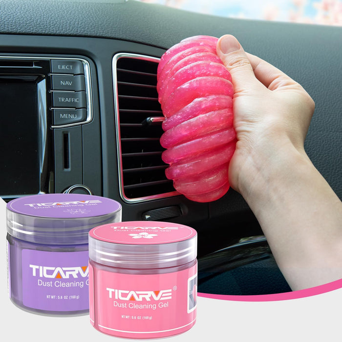 TICARVE 2Pack Cleaning Gel for Car Cleaning Putty Car Slime for Cleaning Car Detailing Putty Detail Tools Car Interior Cleaner Automotive Car Cleaning Kits Keyboard Cleaner Blue Purple (320g/11.2oz)