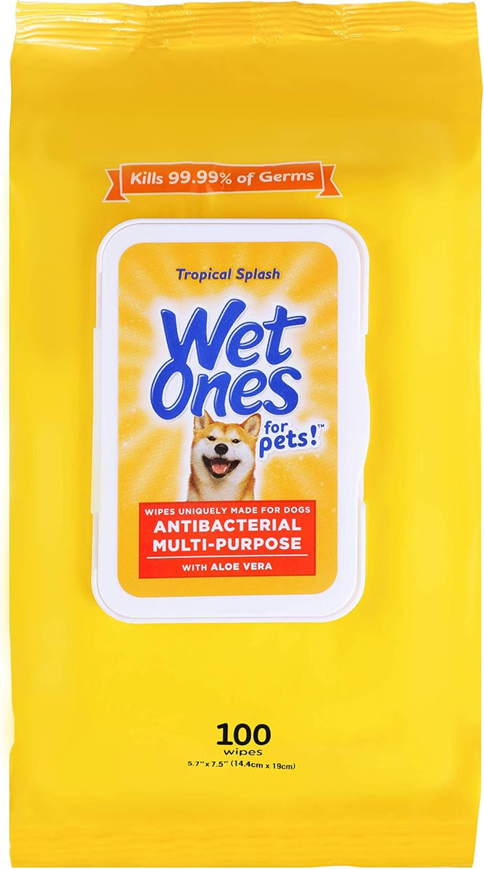 Wet Ones for Pets Multi-Purpose Dog Wipes With Aloe Vera | Dog Wipes For All Dogs in Tropical Splash, Wet Ones Wipes for Paws & All Purpose | 50 Ct Cannister Dog Wipes