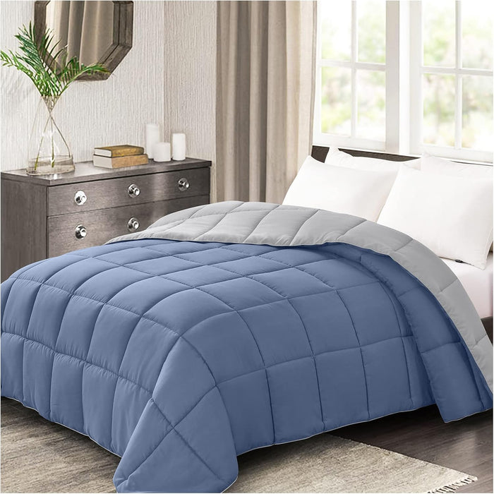 Homelike Moment Comforters Queen Size - Grey Duvet Insert Down Alternative Bed Queen Comforter, Lightweight Bedding Comforters Full Size Quilted Soft All Season Reversible Dark Gray/Light Grey