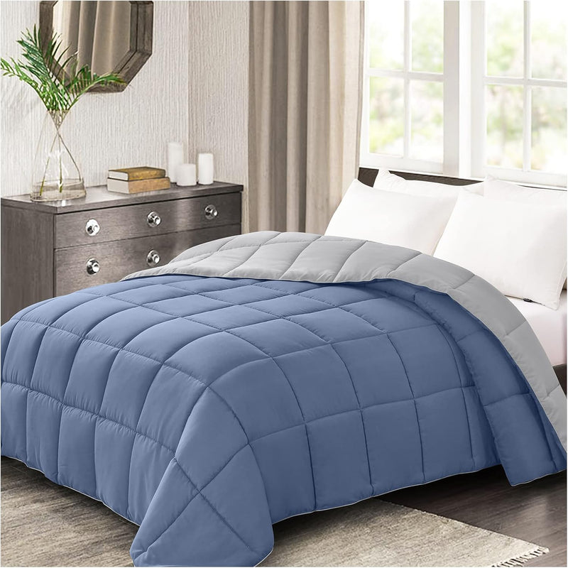 Homelike Moment Comforters Queen Size - Grey Duvet Insert Down Alternative Bed Queen Comforter, Lightweight Bedding Comforters Full Size Quilted Soft All Season Reversible Dark Gray/Light Grey