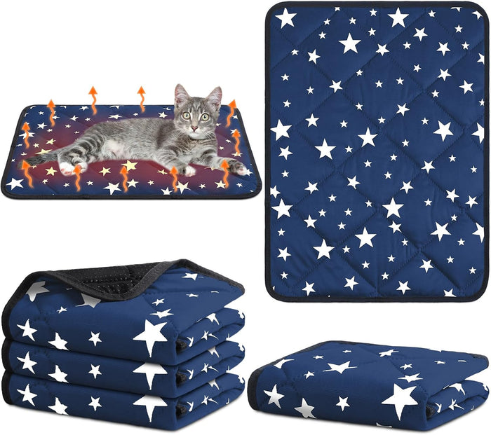 Namalu 4 Pack Self Warming Cat Bed Self Heating Cat Mat Star Pattern Soft Dog Crate Pad Thermal Pet Mat Anti Slip Kennel Dog Washable Warming Bed for Outdoor Indoor(18 x 24 Inch,Gray)