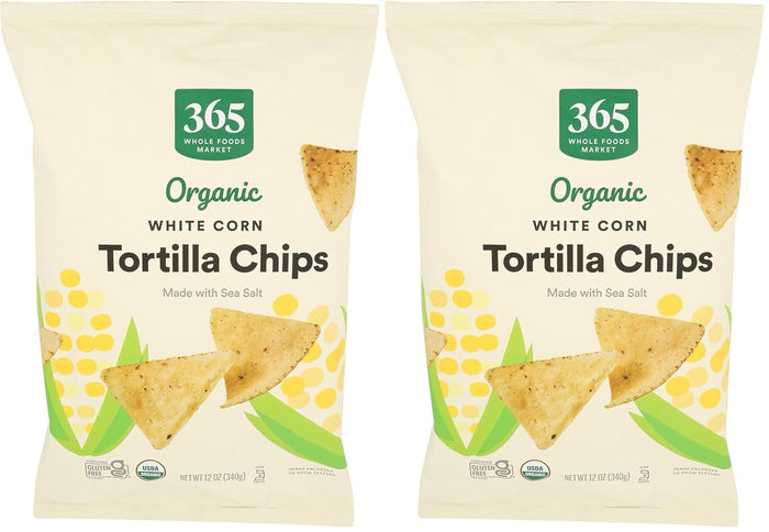 365 by Whole Foods Market, Organic Restaurant Style White Corn Tortilla Chips Unsalted, 14 Ounce