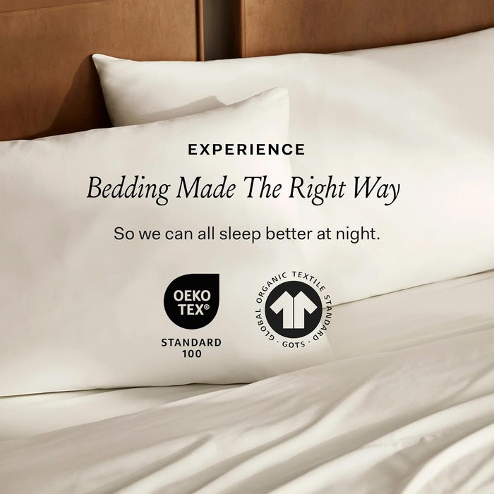 BOLL & BRANCH Percale Hemmed Sheet Set - Cooling Breathable Bed Sheets for Hot Sleepers - King + Standard, Pewter - Luxury 100% Organic Cotton - 1 Flat, 1 Fitted, 2 Standard Size Pillowcases